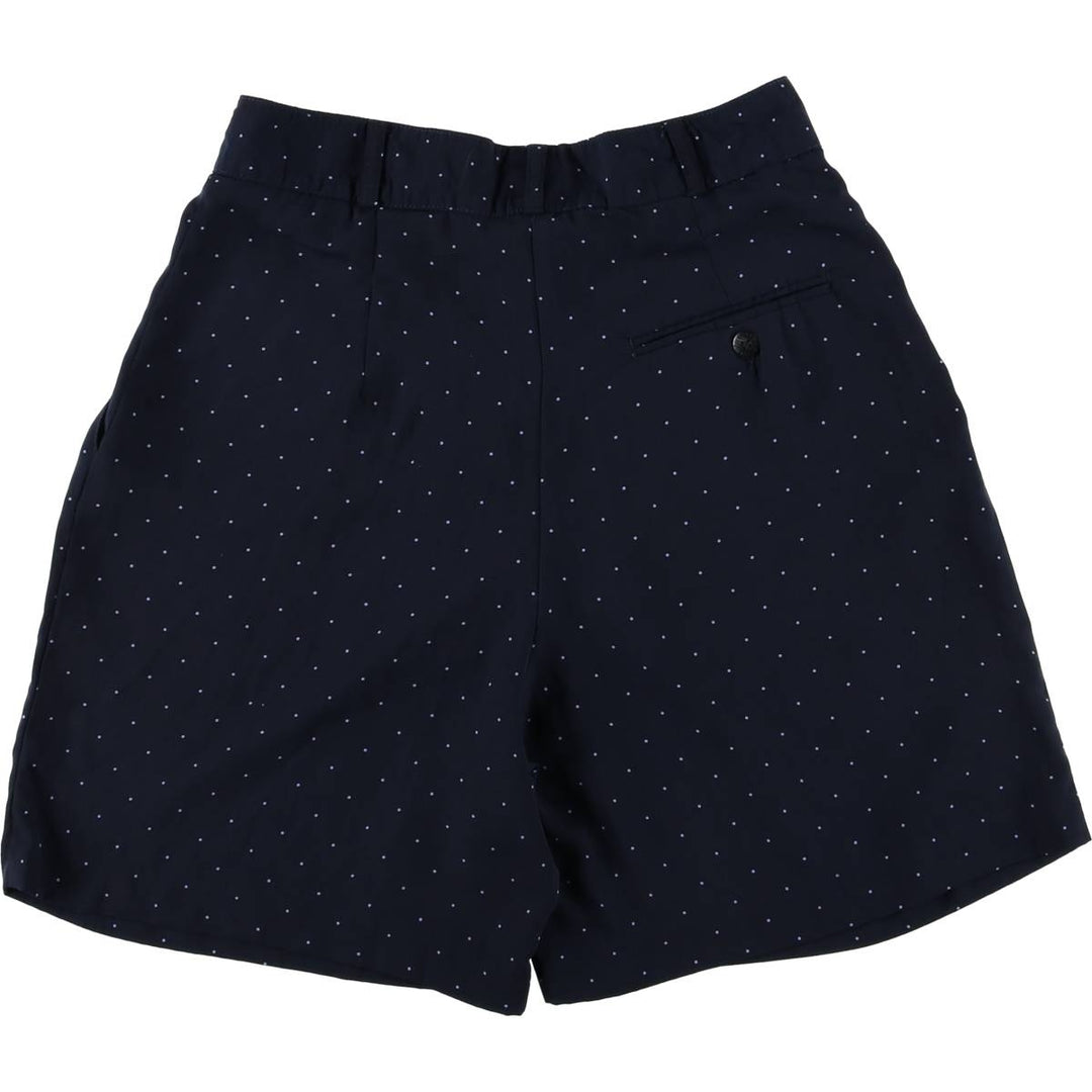 TEHAMA Dot Pattern Two-Pleated Shorts, Made in USA, Women's Size L (W28) polyester navy blue type Vintage Second Hand