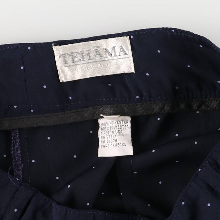 TEHAMA Dot Pattern Two-Pleated Shorts, Made in USA, Women's Size L (W28) polyester navy blue type Vintage Second Hand