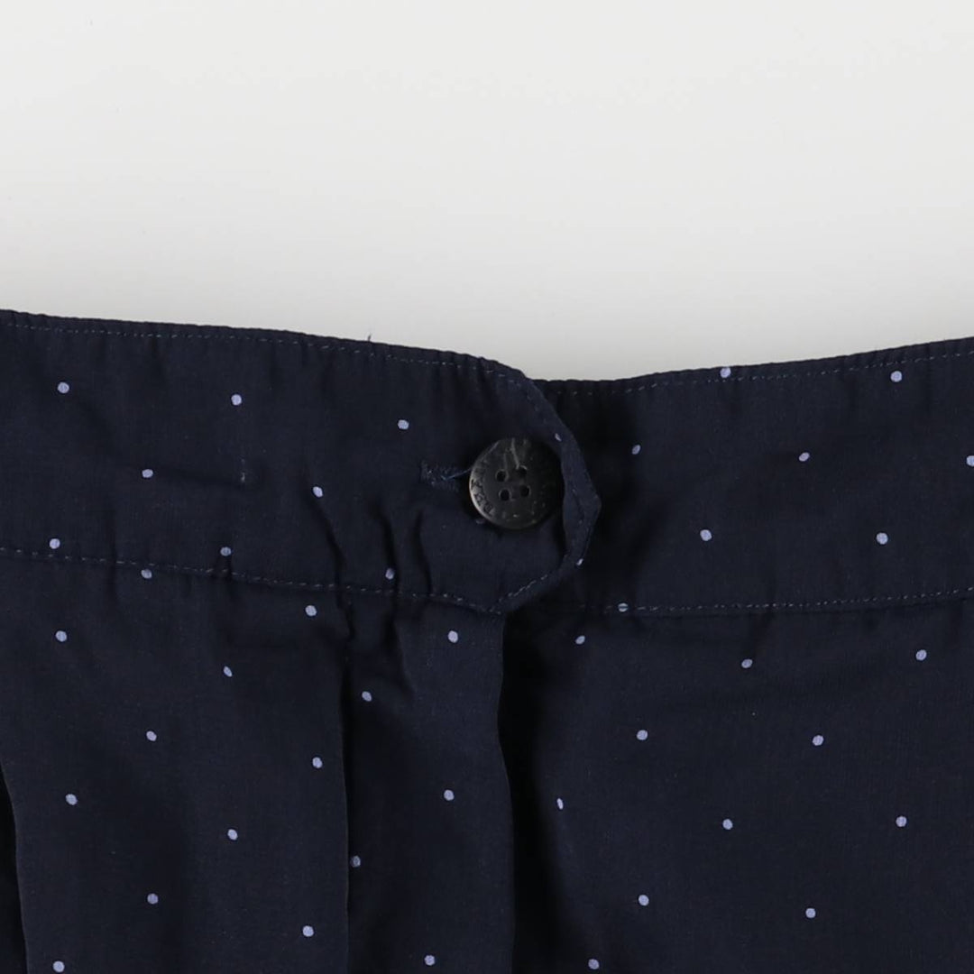 TEHAMA Dot Pattern Two-Pleated Shorts, Made in USA, Women's Size L (W28) polyester navy blue type Vintage Second Hand