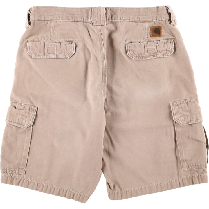 2000'S Carhartt Duck Cargo Shorts, Men's Size W34 cotton Beige type Vintage Second Hand
