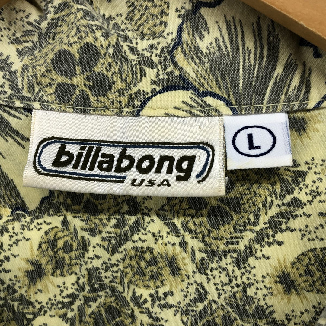Billabong Floral Hawaiian Aloha Shirt, Men's Size L unclear green type Vintage Second Hand