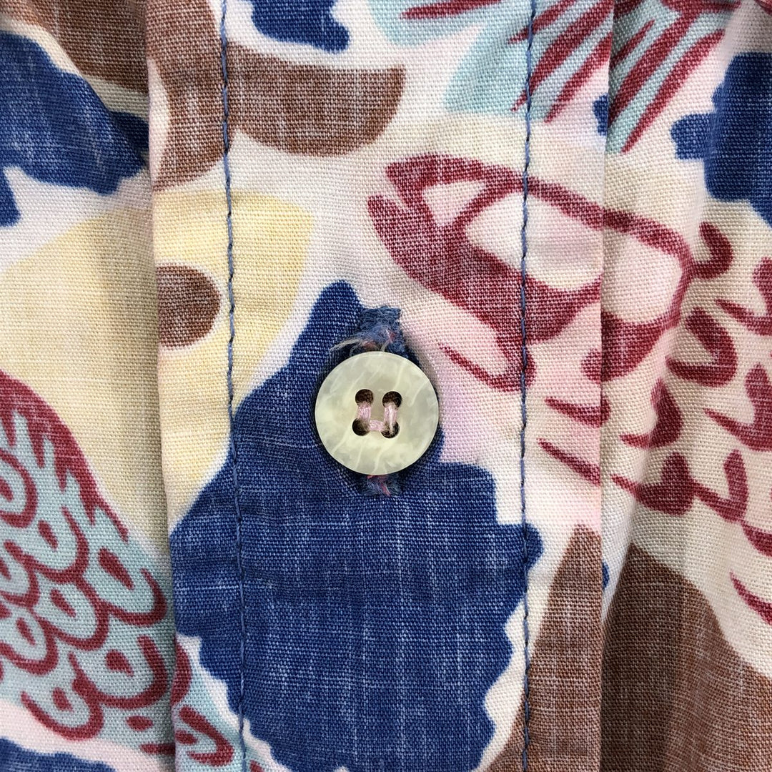 90'S Reyn Spooner swimwear tag, all-over fish print pullover button-down Hawaiian aloha shirt, made in Hawaii, men's size M cotton blue type Vintage Second Hand