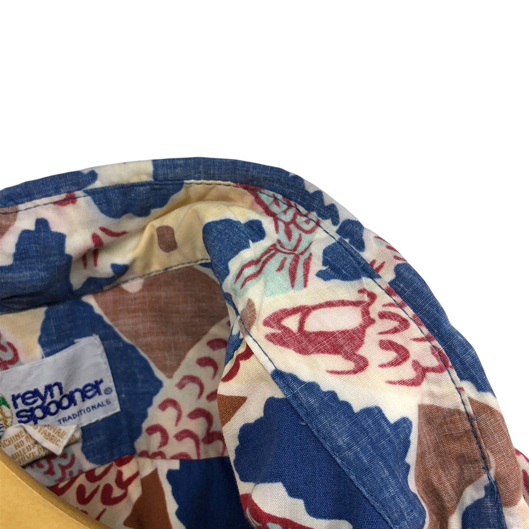 90'S Reyn Spooner swimwear tag, all-over fish print pullover button-down Hawaiian aloha shirt, made in Hawaii, men's size M cotton blue type Vintage Second Hand