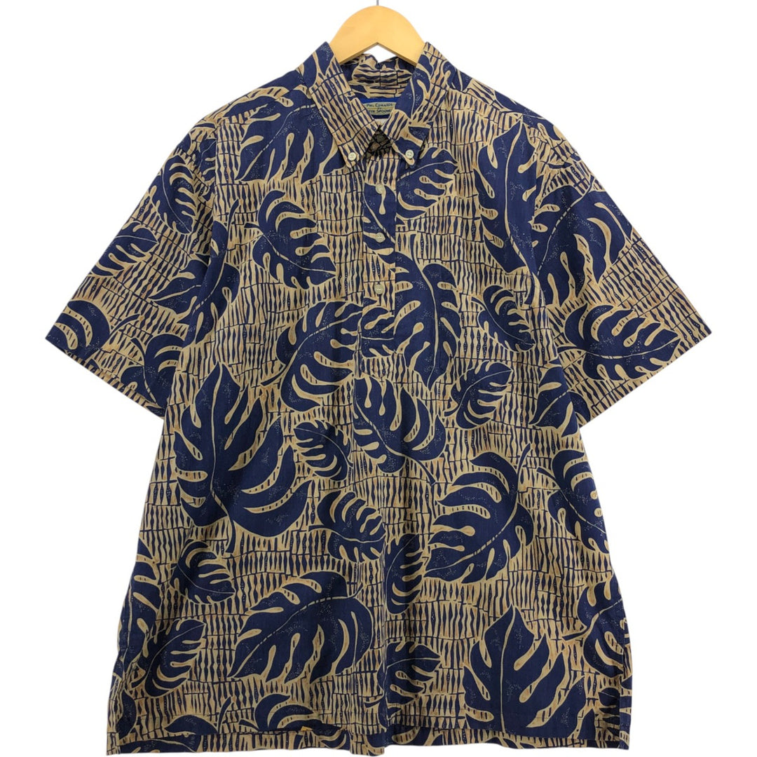 90'S Reyn Spooner Phil Edwards Leaf Pattern Pullover Button-Down Hawaiian Aloha Shirt, Men's, Size XL cotton orange type Vintage Second Hand