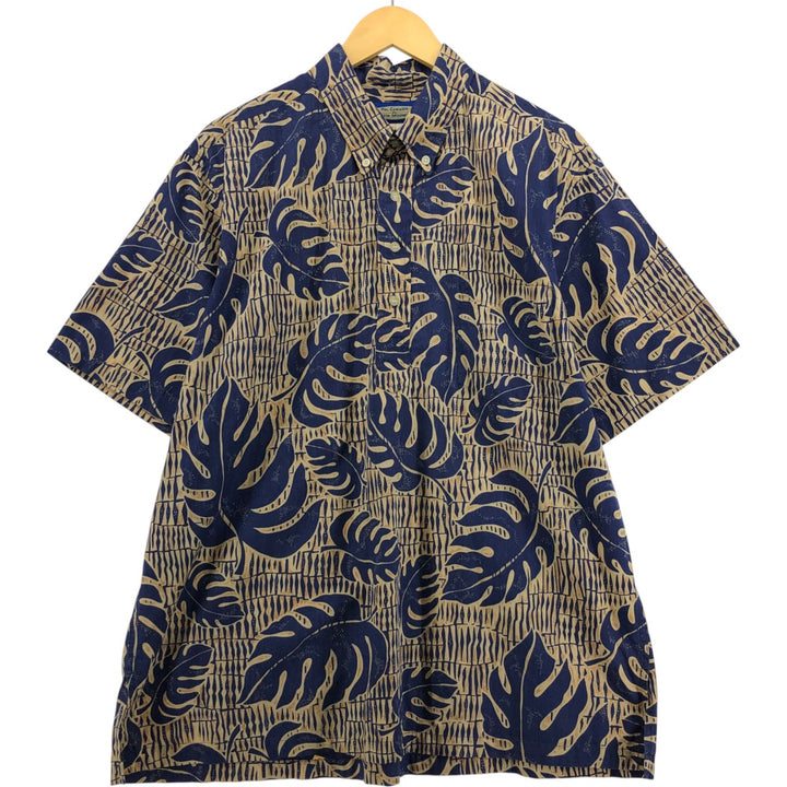 90'S Reyn Spooner Phil Edwards Leaf Pattern Pullover Button-Down Hawaiian Aloha Shirt, Men's, Size XL cotton orange type Vintage Second Hand