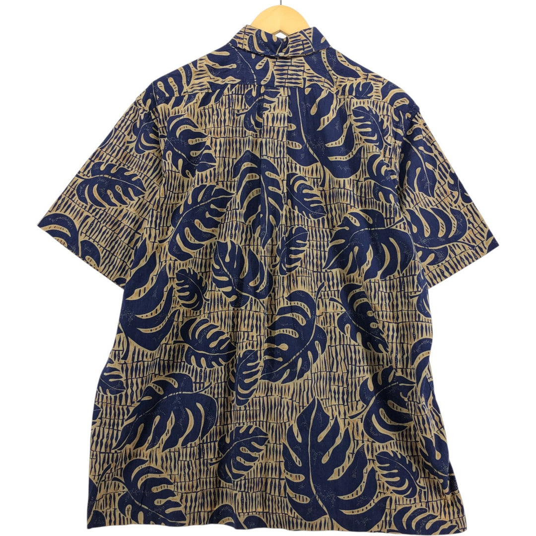 90'S Reyn Spooner Phil Edwards Leaf Pattern Pullover Button-Down Hawaiian Aloha Shirt, Men's, Size XL cotton orange type Vintage Second Hand