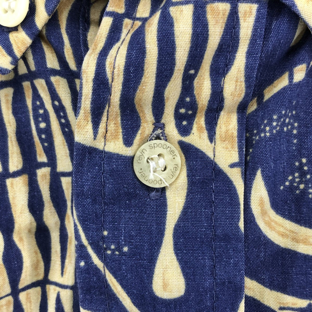 90'S Reyn Spooner Phil Edwards Leaf Pattern Pullover Button-Down Hawaiian Aloha Shirt, Men's, Size XL cotton orange type Vintage Second Hand