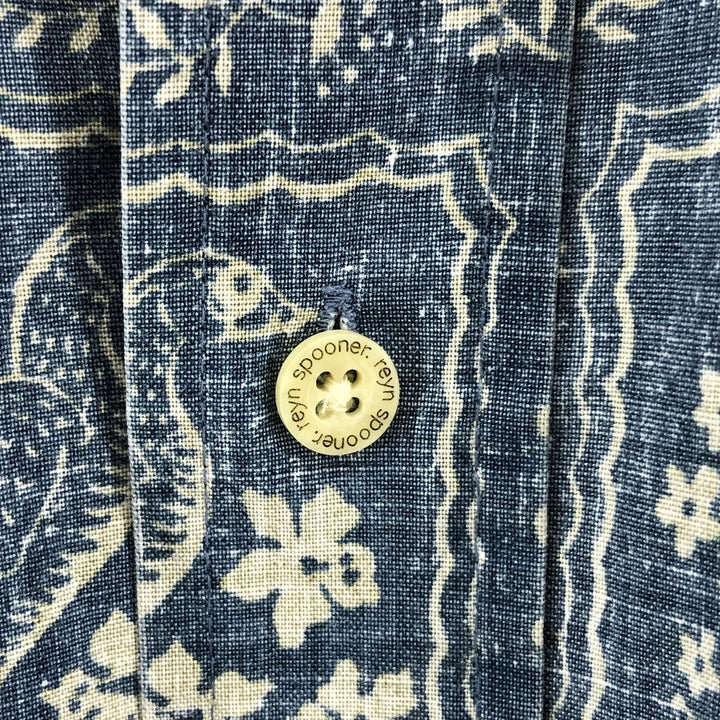 90'S Reyn Spooner Swimsuit Tag Bikini Tag Lahaina Sailor Hawaiian Aloha Shirt Box Shirt Men's XXL cotton blue type Vintage Second Hand