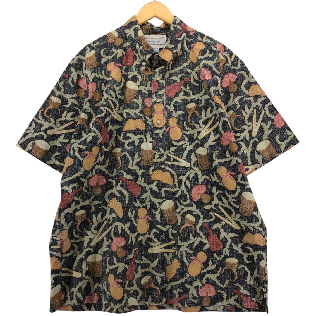 90'S Reyn Spooner Dietrich Button-Down Pullover Hawaiian Aloha Shirt, Men's XL cotton black type Vintage Second Hand