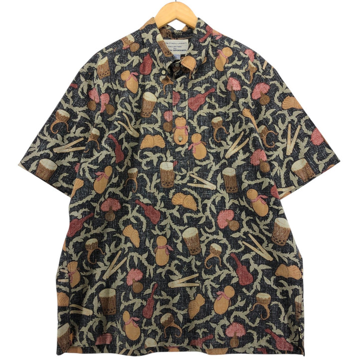 90'S Reyn Spooner Dietrich Button-Down Pullover Hawaiian Aloha Shirt, Men's XL cotton black type Vintage Second Hand