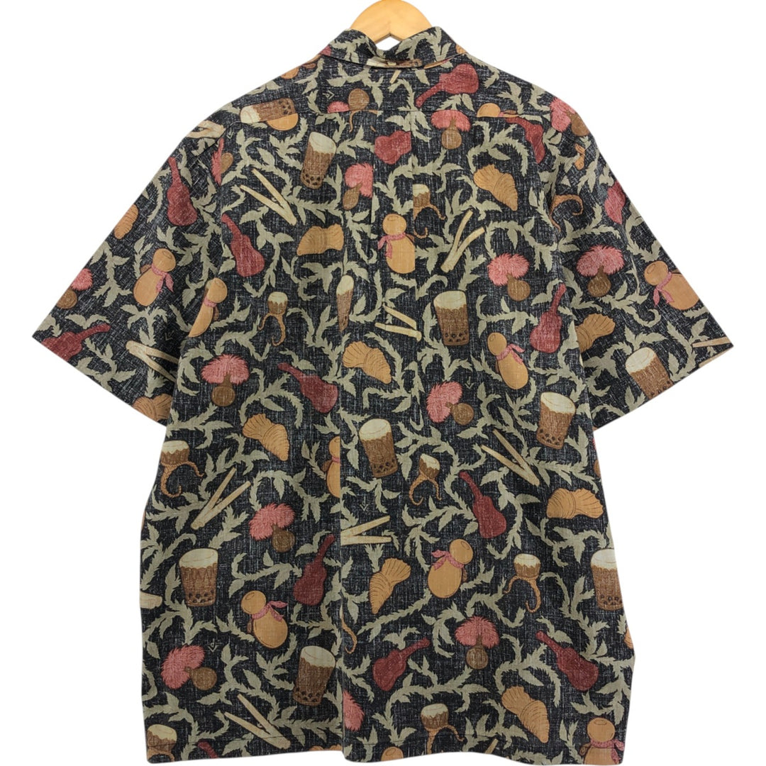 90'S Reyn Spooner Dietrich Button-Down Pullover Hawaiian Aloha Shirt, Men's XL cotton black type Vintage Second Hand