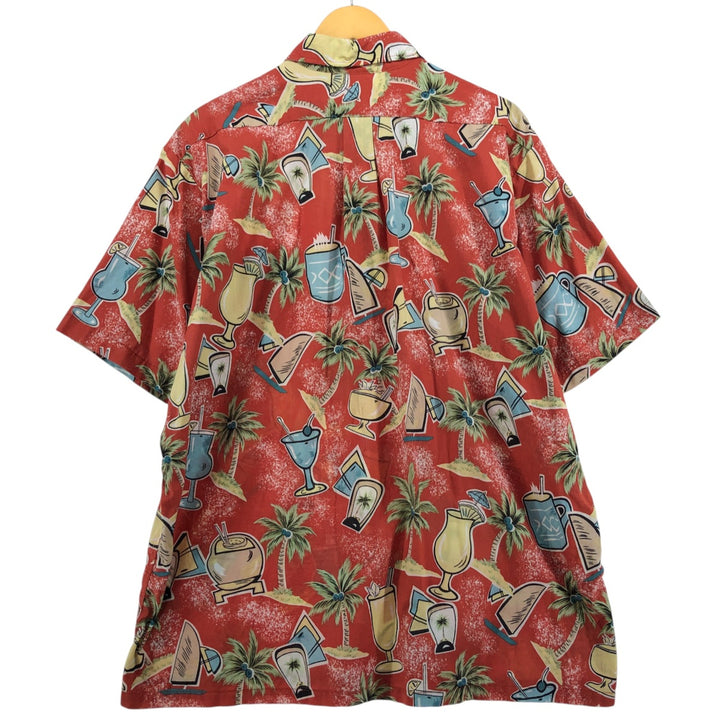 1980'S Reyn Spooner Joe Ke Alohas All-Over Print Pullover Hawaiian Aloha Shirt, Boxy, Made in Hawaii, Men's XL cotton red type Vintage Second Hand