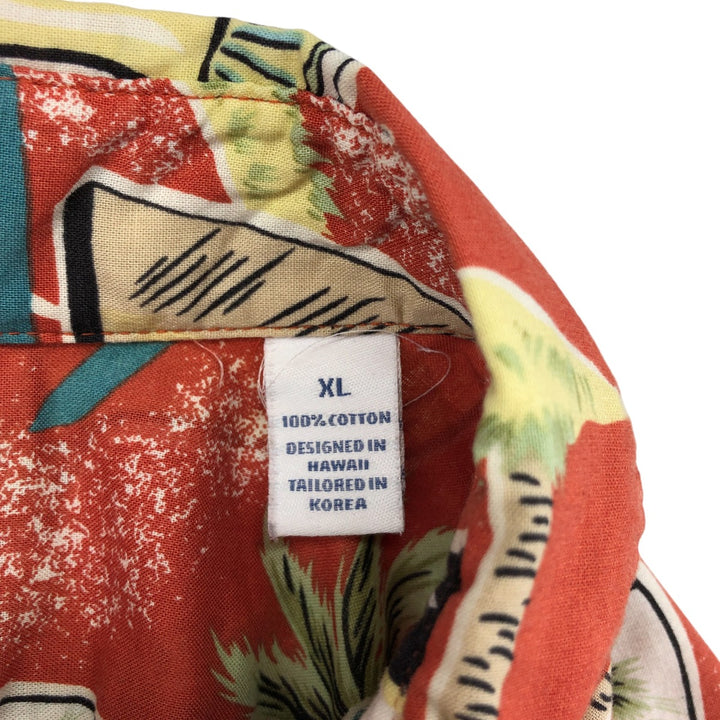1980'S Reyn Spooner Joe Ke Alohas All-Over Print Pullover Hawaiian Aloha Shirt, Boxy, Made in Hawaii, Men's XL cotton red type Vintage Second Hand