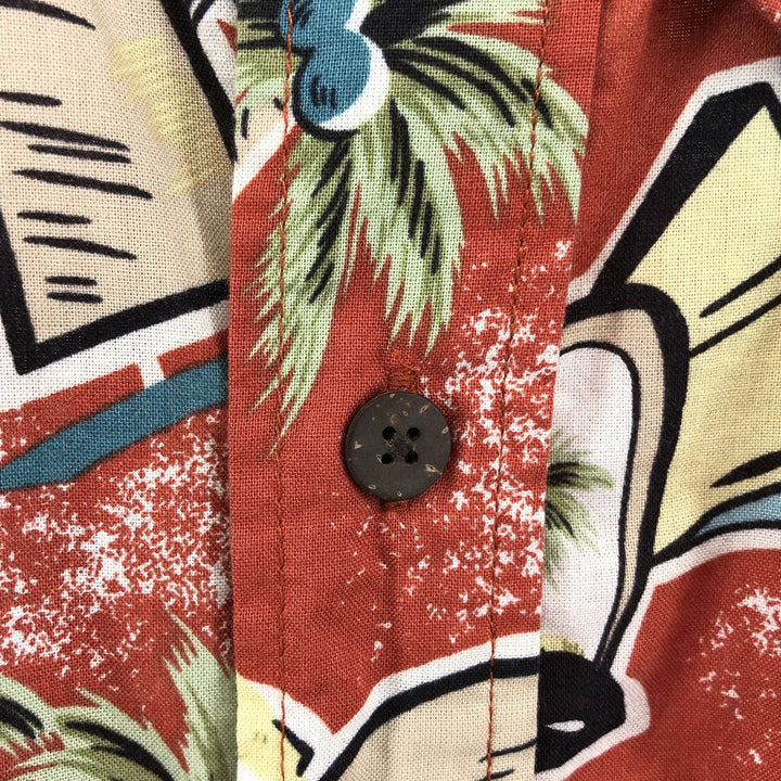 1980'S Reyn Spooner Joe Ke Alohas All-Over Print Pullover Hawaiian Aloha Shirt, Boxy, Made in Hawaii, Men's XL cotton red type Vintage Second Hand