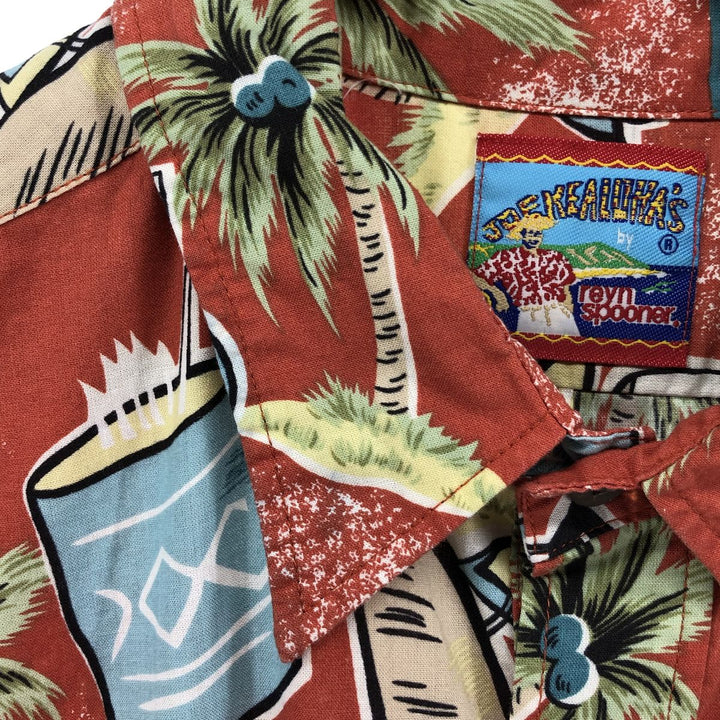 1980'S Reyn Spooner Joe Ke Alohas All-Over Print Pullover Hawaiian Aloha Shirt, Boxy, Made in Hawaii, Men's XL cotton red type Vintage Second Hand
