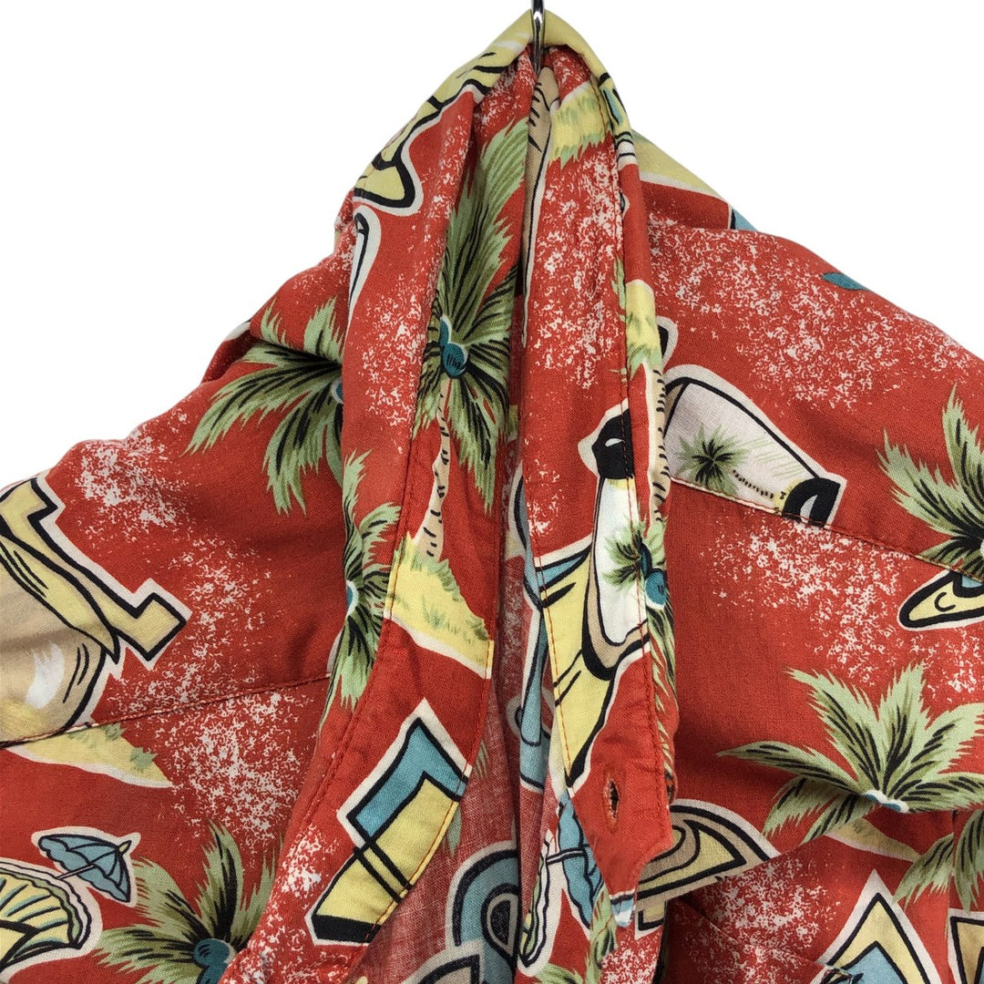 1980'S Reyn Spooner Joe Ke Alohas All-Over Print Pullover Hawaiian Aloha Shirt, Boxy, Made in Hawaii, Men's XL cotton red type Vintage Second Hand