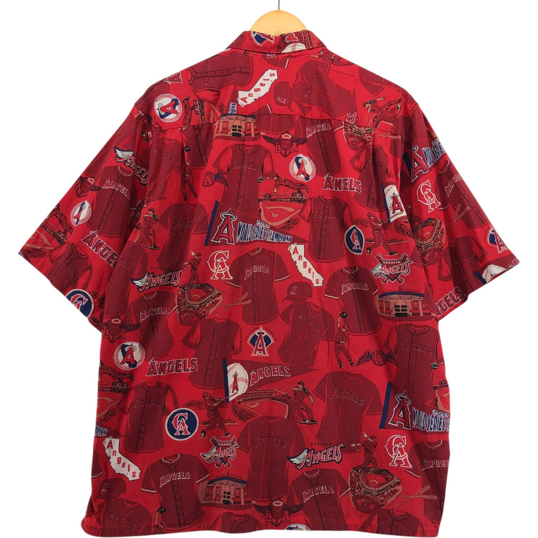 2000'S Reyn Spooner MLB Los Angeles Angels All-Over Print Hawaiian Aloha Shirt, Men's Size L cotton red type Vintage Second Hand