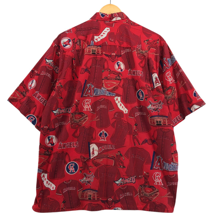 2000'S Reyn Spooner MLB Los Angeles Angels All-Over Print Hawaiian Aloha Shirt, Men's Size L cotton red type Vintage Second Hand