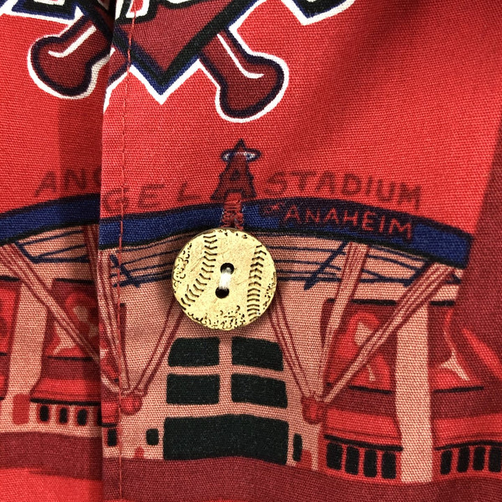 2000'S Reyn Spooner MLB Los Angeles Angels All-Over Print Hawaiian Aloha Shirt, Men's Size L cotton red type Vintage Second Hand