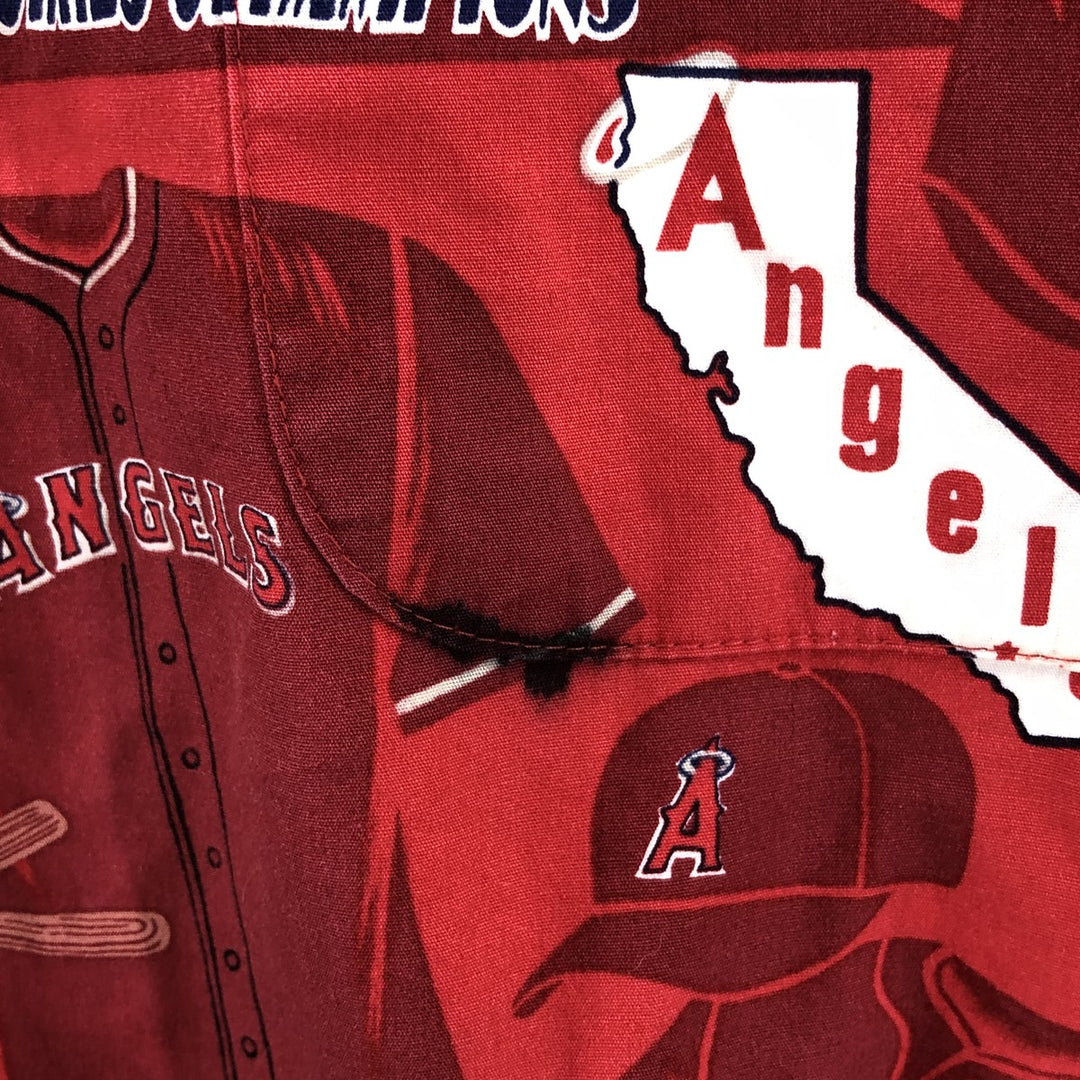 2000'S Reyn Spooner MLB Los Angeles Angels All-Over Print Hawaiian Aloha Shirt, Men's Size L cotton red type Vintage Second Hand