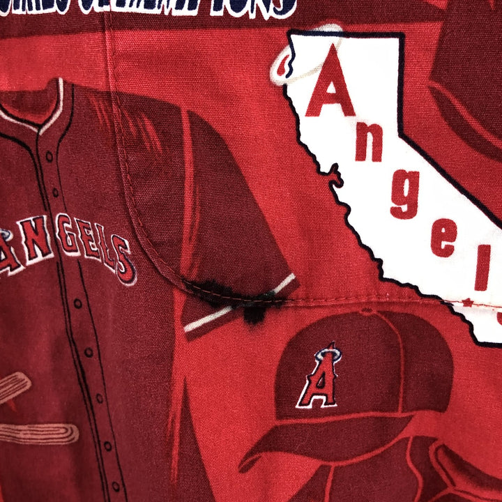 2000'S Reyn Spooner MLB Los Angeles Angels All-Over Print Hawaiian Aloha Shirt, Men's Size L cotton red type Vintage Second Hand