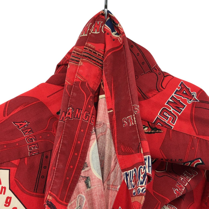 2000'S Reyn Spooner MLB Los Angeles Angels All-Over Print Hawaiian Aloha Shirt, Men's Size L cotton red type Vintage Second Hand