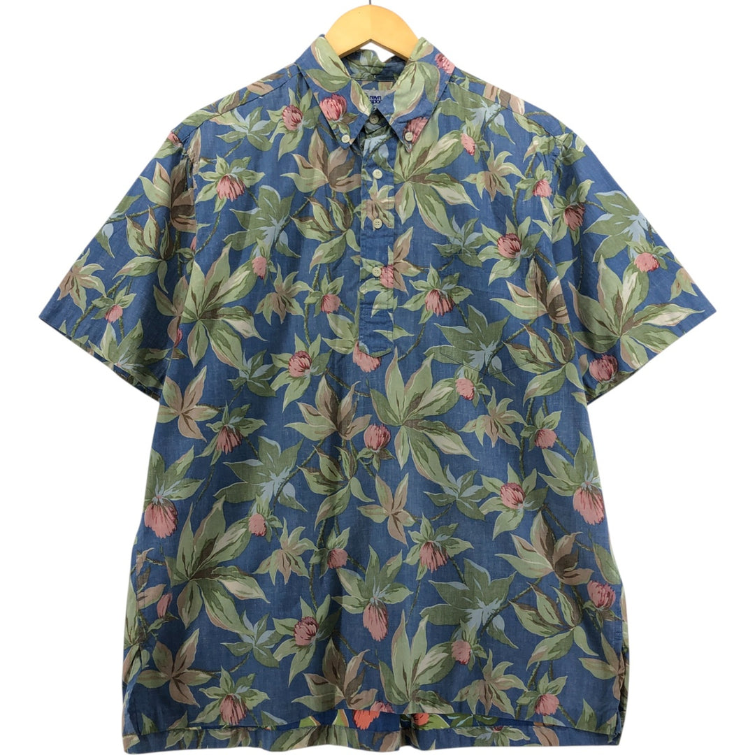90'S Reyn Spooner Swimsuit Tag Floral Button-Down Hawaiian Aloha Shirt, Box Shirt, Made in Hawaii, Men's Size L cotton green type Vintage Second Hand