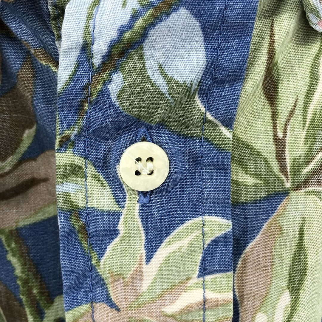 90'S Reyn Spooner Swimsuit Tag Floral Button-Down Hawaiian Aloha Shirt, Box Shirt, Made in Hawaii, Men's Size L cotton green type Vintage Second Hand