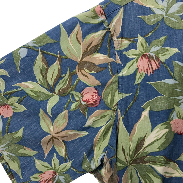 90'S Reyn Spooner Swimsuit Tag Floral Button-Down Hawaiian Aloha Shirt, Box Shirt, Made in Hawaii, Men's Size L cotton green type Vintage Second Hand