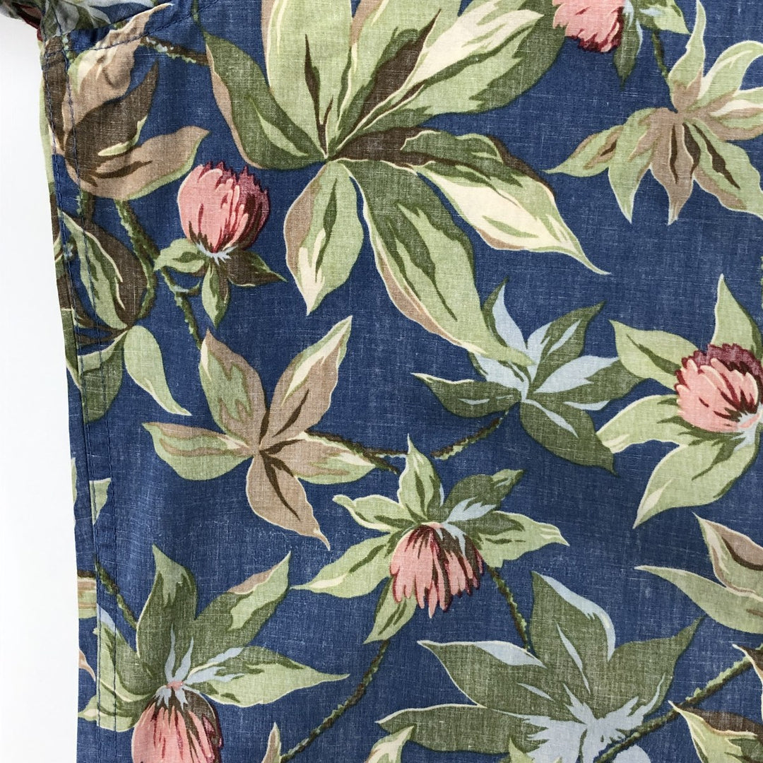 90'S Reyn Spooner Swimsuit Tag Floral Button-Down Hawaiian Aloha Shirt, Box Shirt, Made in Hawaii, Men's Size L cotton green type Vintage Second Hand