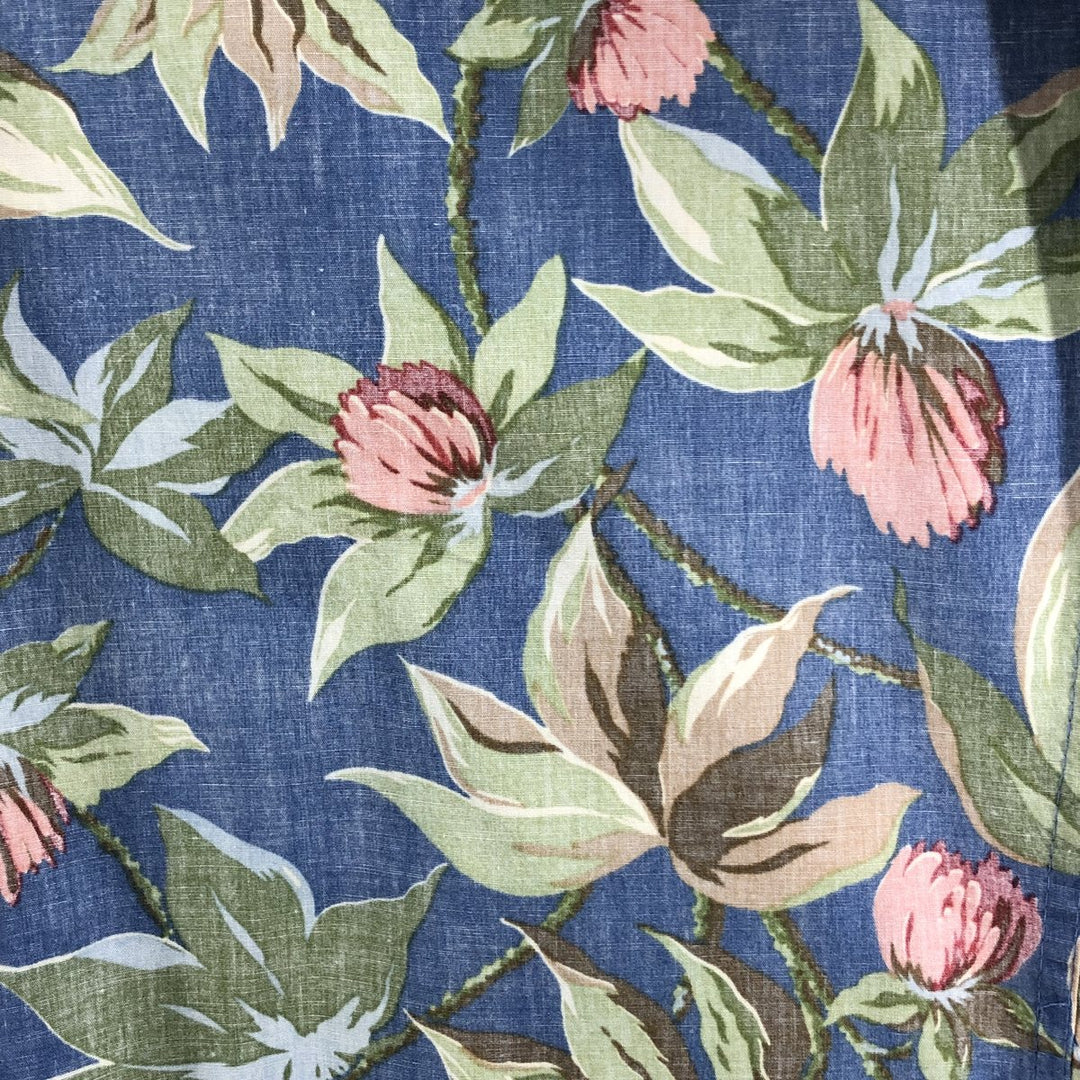 90'S Reyn Spooner Swimsuit Tag Floral Button-Down Hawaiian Aloha Shirt, Box Shirt, Made in Hawaii, Men's Size L cotton green type Vintage Second Hand