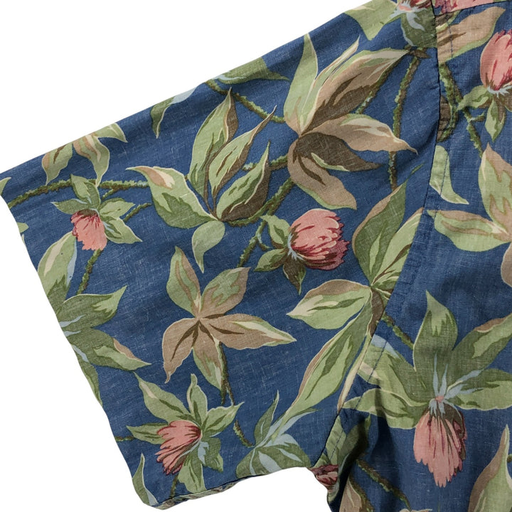 90'S Reyn Spooner Swimsuit Tag Floral Button-Down Hawaiian Aloha Shirt, Box Shirt, Made in Hawaii, Men's Size L cotton green type Vintage Second Hand
