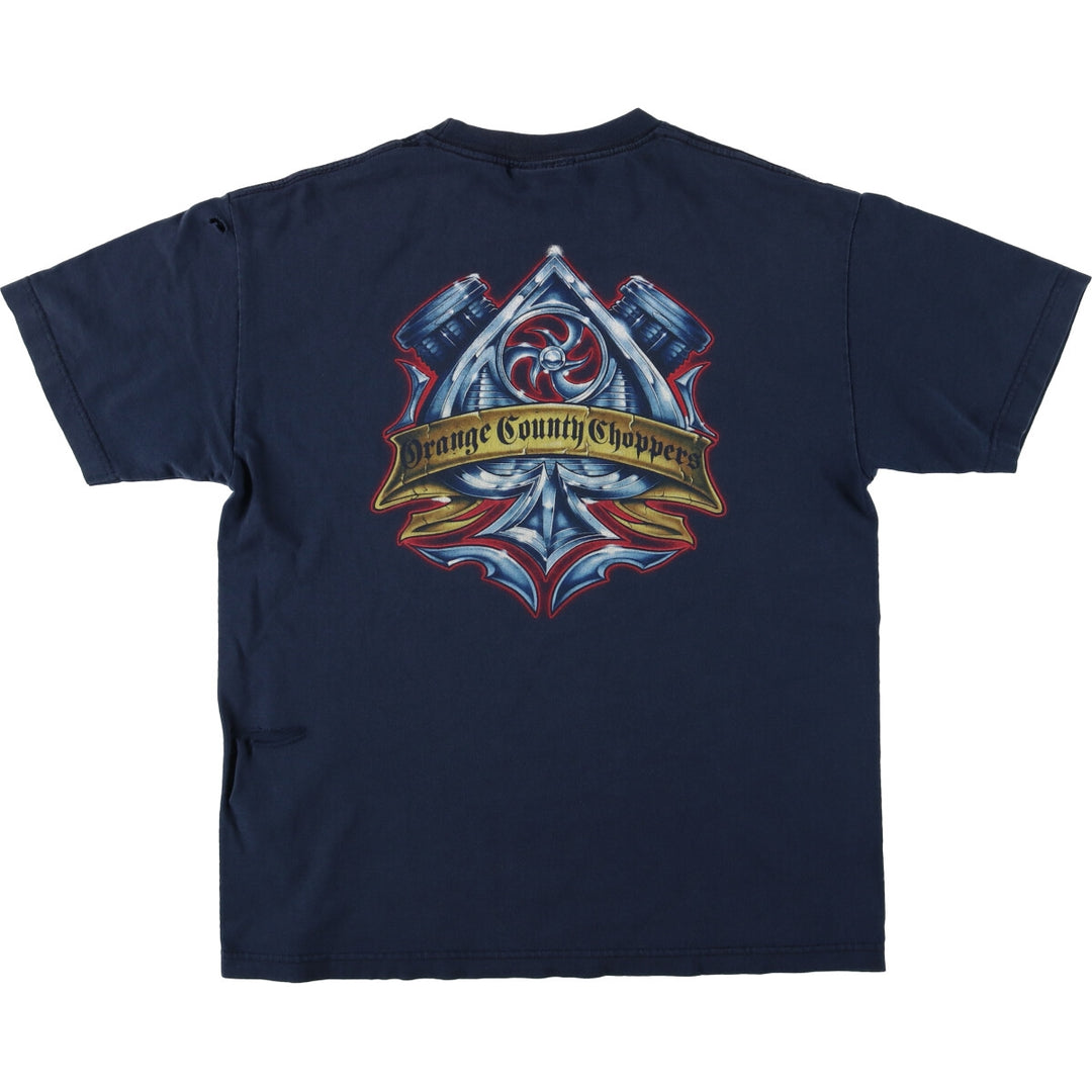 Orange County Choppers Motorcycle T-Shirt, Men's Size L cotton navy blue type Vintage Second Hand