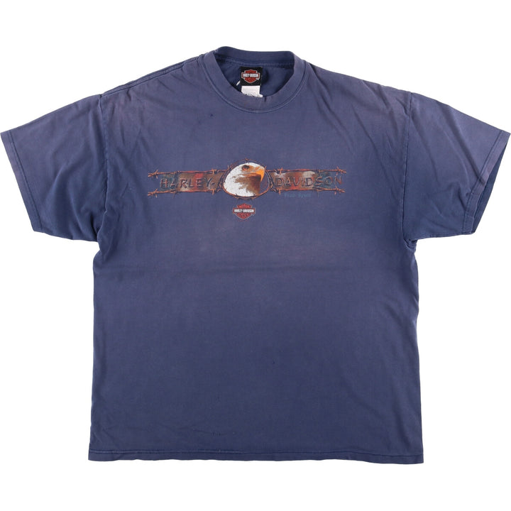 00'S Harley-Davidson Motorcycle Bike T-shirt Made in USA Men's XL cotton navy blue type Vintage Second Hand