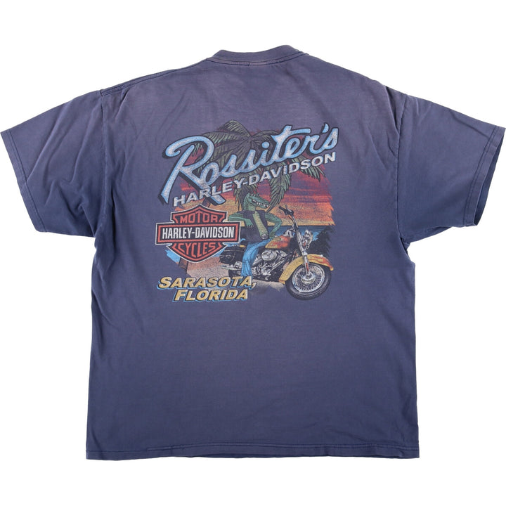00'S Harley-Davidson Motorcycle Bike T-shirt Made in USA Men's XL cotton navy blue type Vintage Second Hand