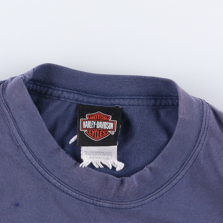00'S Harley-Davidson Motorcycle Bike T-shirt Made in USA Men's XL cotton navy blue type Vintage Second Hand