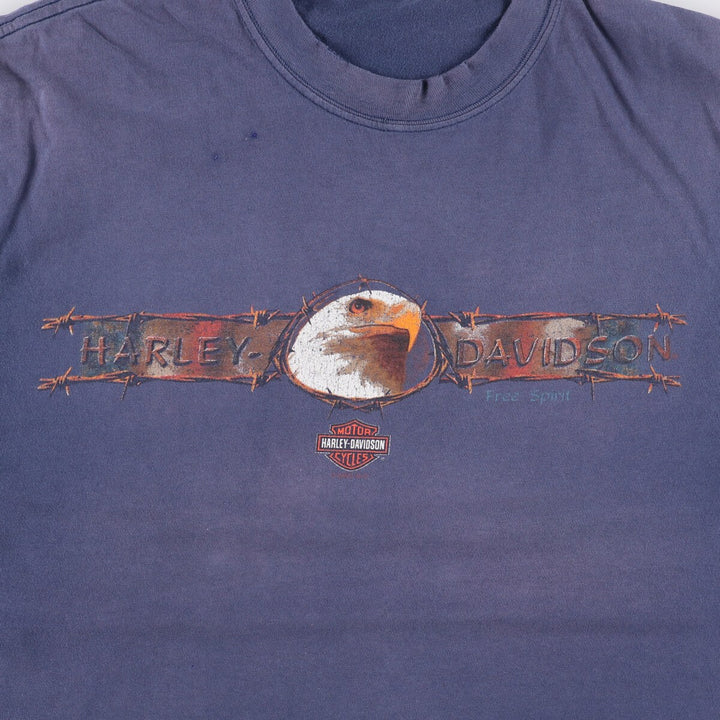 00'S Harley-Davidson Motorcycle Bike T-shirt Made in USA Men's XL cotton navy blue type Vintage Second Hand