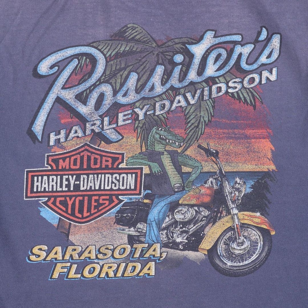 00'S Harley-Davidson Motorcycle Bike T-shirt Made in USA Men's XL cotton navy blue type Vintage Second Hand