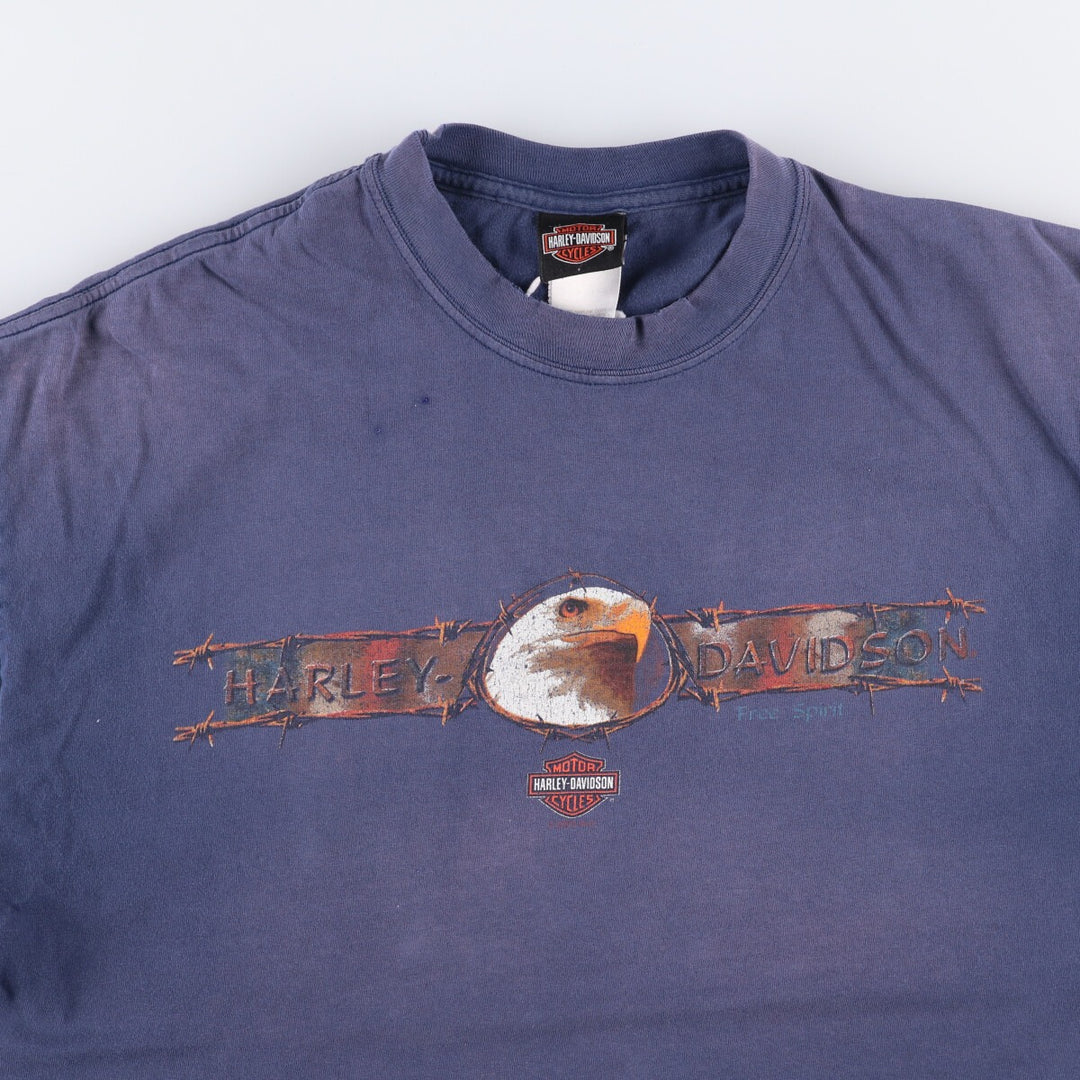 00'S Harley-Davidson Motorcycle Bike T-shirt Made in USA Men's XL cotton navy blue type Vintage Second Hand