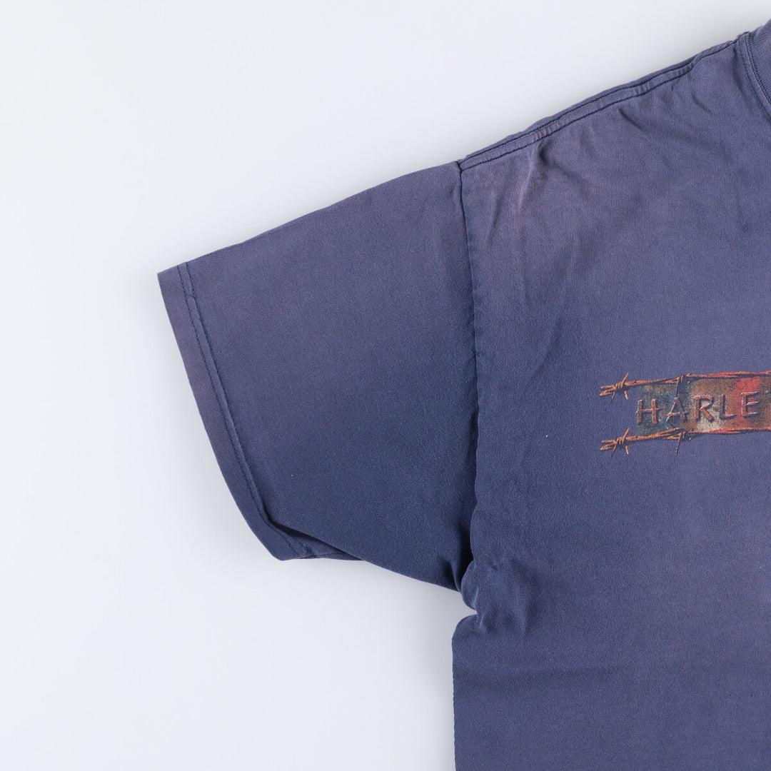 00'S Harley-Davidson Motorcycle Bike T-shirt Made in USA Men's XL cotton navy blue type Vintage Second Hand