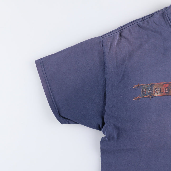 00'S Harley-Davidson Motorcycle Bike T-shirt Made in USA Men's XL cotton navy blue type Vintage Second Hand