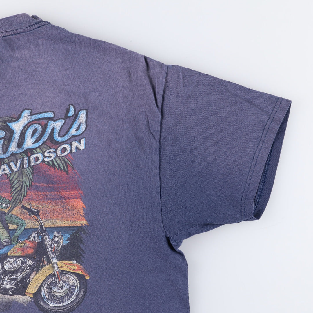 00'S Harley-Davidson Motorcycle Bike T-shirt Made in USA Men's XL cotton navy blue type Vintage Second Hand