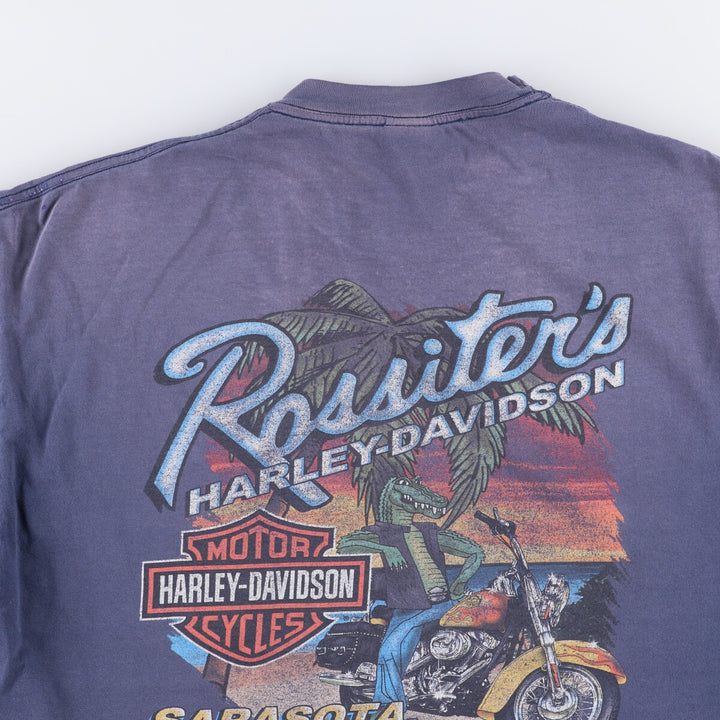 00'S Harley-Davidson Motorcycle Bike T-shirt Made in USA Men's XL cotton navy blue type Vintage Second Hand