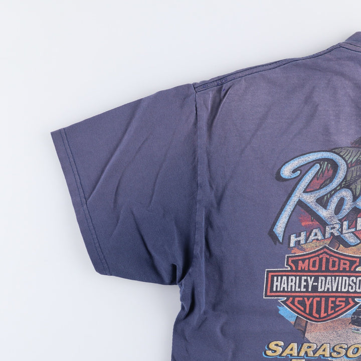 00'S Harley-Davidson Motorcycle Bike T-shirt Made in USA Men's XL cotton navy blue type Vintage Second Hand