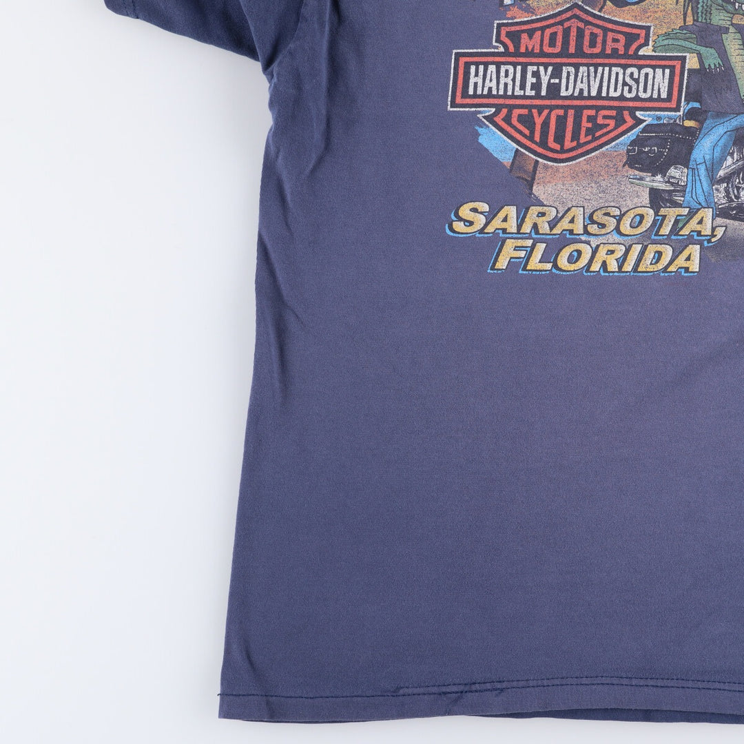 00'S Harley-Davidson Motorcycle Bike T-shirt Made in USA Men's XL cotton navy blue type Vintage Second Hand