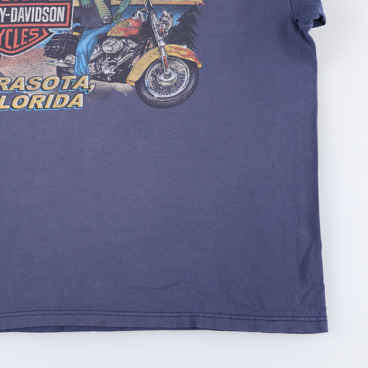 00'S Harley-Davidson Motorcycle Bike T-shirt Made in USA Men's XL cotton navy blue type Vintage Second Hand