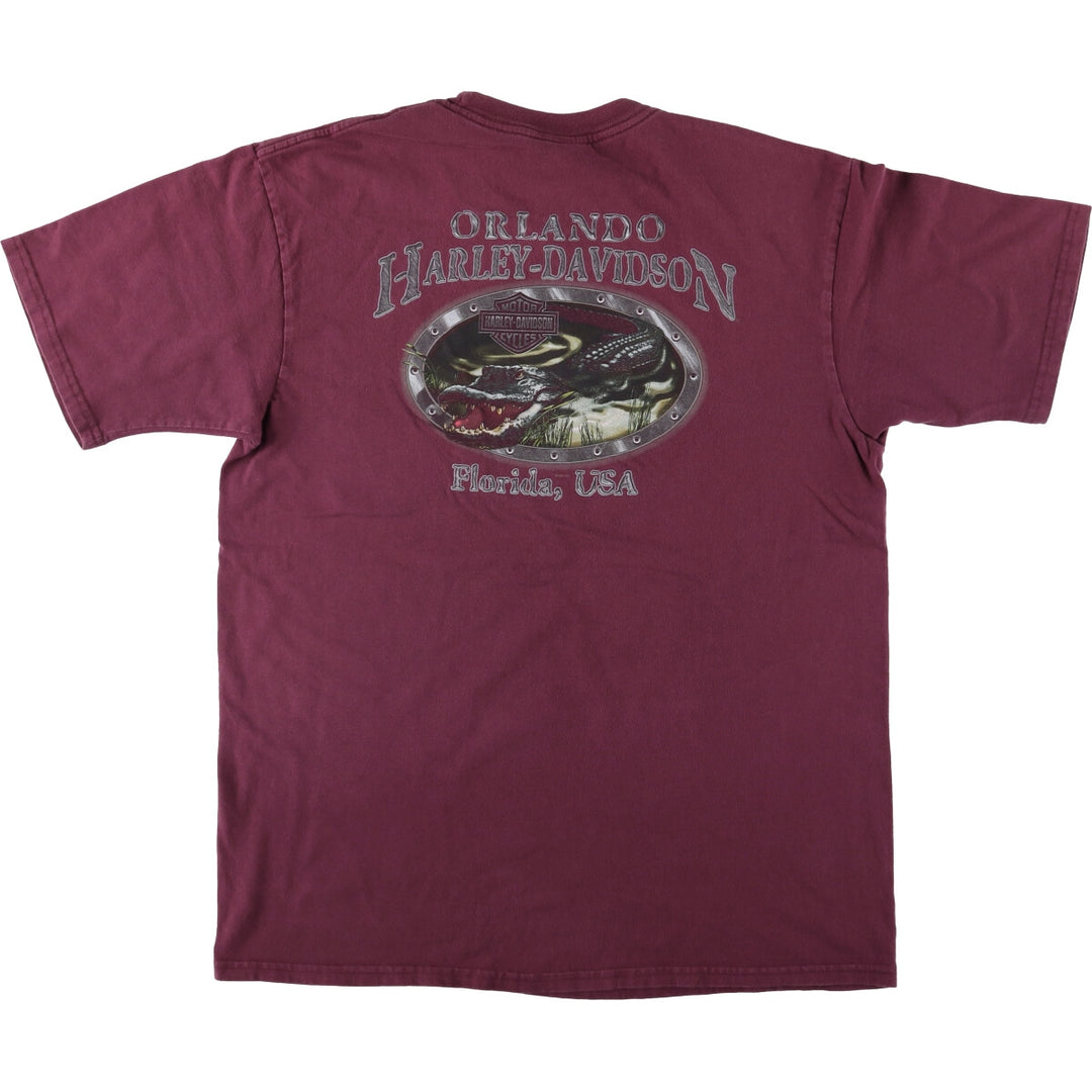 00'S Harley-Davidson Eagle Pattern Motorcycle Bike T-shirt Made in USA Men's XL cotton Red type red-purple Vintage Second Hand