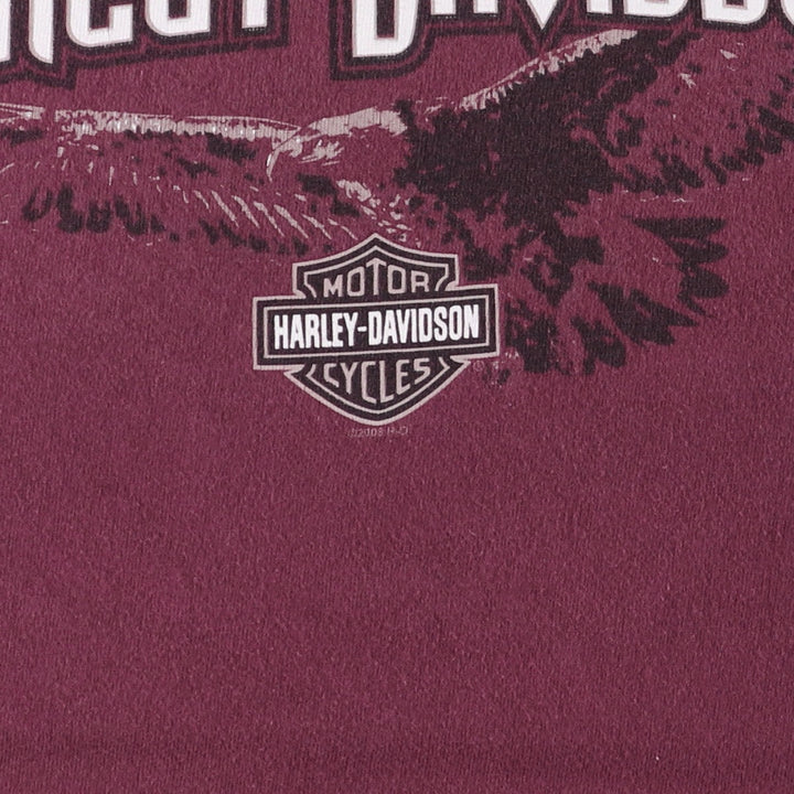 00'S Harley-Davidson Eagle Pattern Motorcycle Bike T-shirt Made in USA Men's XL cotton Red type red-purple Vintage Second Hand