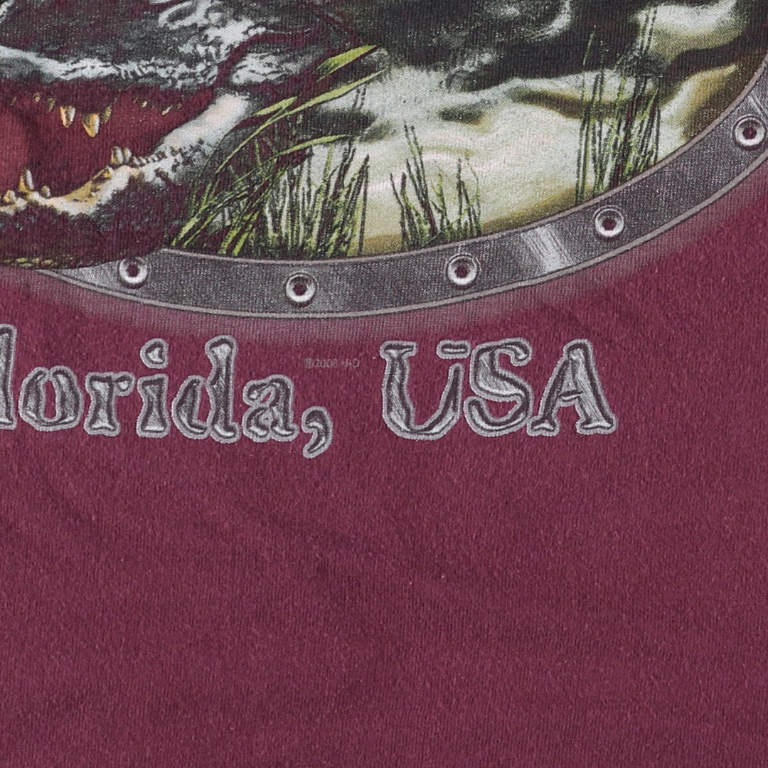 00'S Harley-Davidson Eagle Pattern Motorcycle Bike T-shirt Made in USA Men's XL cotton Red type red-purple Vintage Second Hand