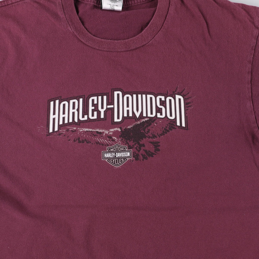 00'S Harley-Davidson Eagle Pattern Motorcycle Bike T-shirt Made in USA Men's XL cotton Red type red-purple Vintage Second Hand